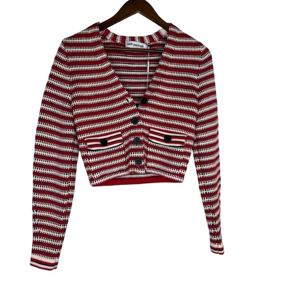 NWT Self Portrait striped cardigan and skirt set SZ small - Picture 2 of 8